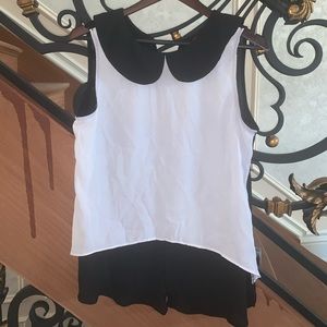 Sugar and Spice white and black button up blouse